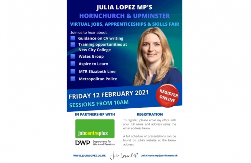 Julia Lopez MP's Virtual Jobs, Apprenticeship and Skills Fair