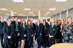 Julia Lopez MP with pupils at Abbs Cross Academy