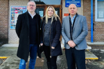 Julia Lopez MP outside Hornchurch Police Station with Dominic Swan (left), Chair of Hornchurch & Upminster Conservatives, and Cllr. Keith Prince AM (right), London Assembly Member for Havering & Redbridge